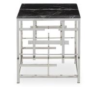 aralia black marble top side table with silver metal frame