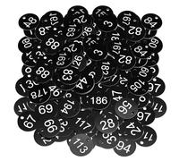 Aramanara 1-200 Plastic Engraved Numbered Tags, Small Discs ID Number Tags, Table Numbers with Hole for Outdoor Lockers Hotel Restaurant(Black)
