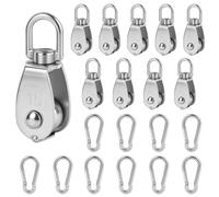 Aramanara 10 Pcs M15 Single Pulley Block, 304 Stainless Steel Pulley Wheel, Swivel Lifting Wire Rope Hanging Wire Towing Wheel with 10Pcs Spring Snap Hook for Home Washing Line Gym