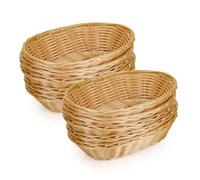 Aramanara 12 Pcs Small Wicker Baskets Oval Wicker Food Baskets Wicker Woven Breads Serving Basket Imitation Rattan Fruit Baskets for Food Display, Vegetables