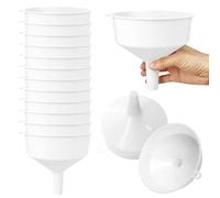 Aramanara 15 Pack 15cm Plastic Funnels, Large Plastic Funnels with Long Spout, Multi-Purpose White Funnels for Filling Essential Oil Laboratory Chemicals