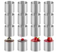 Aramanara 16 Pcs 2 Inch Cake Rings, Stainless Steel Mousse Rings, Mini Cheesecake Moulds, Round Cooking Rings, Non Stick Food Presentation Ring for Tart Mousse Dessert Pastry Cake Sushi