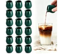 Aramanara 18 Pcs 50 ml Ceramic Milk Jugs, Mini Creamer Jugs, Porcelain Sauce Gravy Cup, Small Creamer Pitchers Without Handle, Green Sauce Jugs for Coffee Milk Frothing Creamer Juice Gravy Syrup