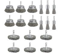 Aramanara 18 Pcs Wire Brush for Drill, Wire Wheel Cup Brush with 1/4" Hex Shank, Rotary High Carbon Steel Wire Brush Drill Attachment for Cleaning Rust Stripping Paint