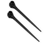 Aramanara 2 Pcs 19mm x 21mm Ratchet Podger Spanner, Double Sided Scaffold Spanner, Ratchet Scaffolding Wrench for Construction Works(Black)