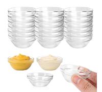 Aramanara 20 Pcs Glass Dish Dipping 70 ml Mini Dipping Bowls Mini Glass Bowls, Round Sauce Dish for Dips, Small Prep Bowl for Condiment, Spices, Starter, Jam (Clear)