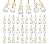 Aramanara 36 Pcs 8 ml Empty Car Diffuser Bottles, Clear Glass Car Air Freshener Perfume Bottle, Refillable Hanging Car Air Freshener Diffuser Bottle, Diamond Shape Car Air Freshener Bottle for Home