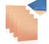 Aramanara 4 Pcs 99.9% Pure Copper Sheet, 1 mm Thick Copper Sheet, Processable Coppers Plate for crafting DIY Project Maintenance Electrical(100 mm x 100 mm x 1 mm)