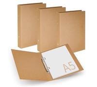 Aramanara 4 Pcs A5 2 Ring Binder Kraft, Brown Ring Binder Folder for Office