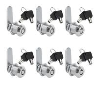Aramanara 6 Pcs 25 mm Security Mailbox Lock, Zinc Alloy Cabinet Cylinder Locks, Thread Tubular Cam Lock with Keys for Door Drawer Letterbox Cupboard