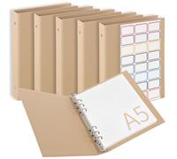 Aramanara 6 Pcs A5 Ring Binder Folder, Refillable 6 Ring Kraft Paper Binder