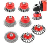 Aramanara 7 Pcs M14 Wire Brush for Angle Grinder, Cup wire Brush, Twist Knot Wire Brush, Steel Brush Wire Wheel for Cleaning, Rust Removal and Grinding
