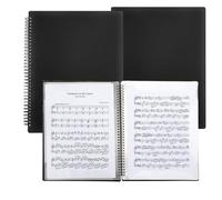 Aramanara A4 60 Pages Music File Folder Set of 2, Plastic Storage Sheet Music Folder, Spiral Blank Choir Folders for Musical Score Paper Drawings Photos Documents(Black)