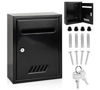 Aramanara Wall Mounted Suggestion Box Lockable, Mailbox with 2 Keys and Slot, Black Letter Box, Metal Drop Box, Post Boxes for House Office School Outside(260 x 200 x 75 mm)
