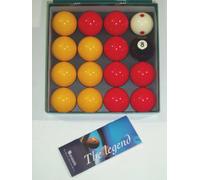 Aramith Premier Red-Yellow 2" Pool Balls with 1 7/8" Pro Cup Cue Ball