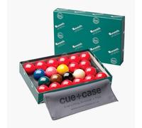 Aramith Premier Snooker Balls Set - 2 1/16" (52.5mm) - Full Set of 22 Balls with 15 Reds - Snooker Ball Set for 12ft Tables - Phenolic Resin - Includes Cue + Case Microfibre Cleaning Towel