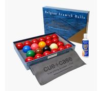 Aramith Tournament Champion 2 1/16” (52.5mm) Professional 22 Ball Snooker Ball Set - For 12 Foot Tables - Includes Free Aramith Ball Cleaner and Cue + Case Microfibre Cleaning Towel