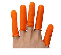 Aramox 100PCS Latex Rubber Finger Cots Finger Sleeves Protectors Reusable Cots for Protection with 6.4x2.1cm Size 100 Grams (Orange)