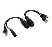 Aramox 12V POE Injector Kit Passive Power Over Ethernet Adapter with Splitter Cable for IP Cameras CCTV Systems Voltage Conversion Simplified Dual-Purpose Connectivity (Black)