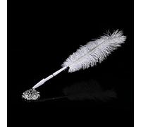 Aramox 2 Colors Feather Wedding Quill Signing Pen Delicate Metal Holder for Elegant Ceremony (Silver Base)