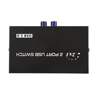 Aramox 2 Port USB Sharing Switch Manual USB2.0 Switcher Box Iron Shell Black 11.2 X 6.6 X .4cm for Printer Scanner PC MAC Users Home Office (-port manual)