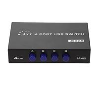 Aramox 2 Port USB Sharing Switch Manual USB2.0 Switcher Box Iron Shell Black 11.2 X 6.6 X .4cm for Printer Scanner PC MAC Users Home Office (4 port manual)
