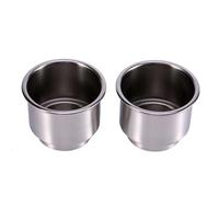 Aramox 2Pcs Stainless Steel Cup Holder, Two Stage Drink Holder with Drain Hole 4.1 in 3.7 in Easy Install Cup Mount for Boat RV Table Countertop
