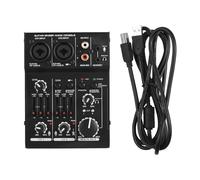 Aramox 3 Channel Sound Card Mixer USB Powered with +48V Phantom Power for Home Studio Recording Live Broadcast Karaoke