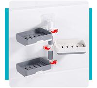 Aramox 3 Layers Rotatable Soap Container Quick Draining, Multi-layer Design, and Flexible Rotation, Wall Mounted Soap Dish Rack for Premium Quality Material with Easy to Use (White and Gray Mixed)