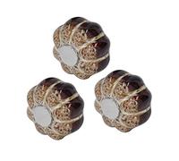 Aramox 3 Pcs Door Handle Ceramic Pumpkin Cabinet Cup Pull 4x4x3cm Stainless Steel Base with Screws Rounded Grip Vintage Style for Kitchen Cabinet Drawer Cupboard Closet (Silver)