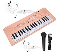 Aramox 37 Keys Piano Keyboard Electric Piano 2 Tones 16 Songs 4 Rhythms 4 Percussion Microphone Recording Portable USB Battery Power for Kids Beginners Musical Education (Pink)