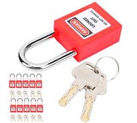 Aramox 38mm Lockout Lock Nylon PA Safety Padlock 6mm Shackle Writable Label Keyed Different for Electrical Gas Power Industrial LOTO Workers (Red)