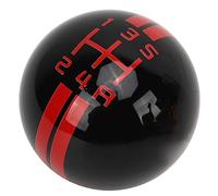 Aramox 5 Speed Gear Knob Manual Transmission Shifter Lever Stick Head Knob Manual Gear Shifter Knob Round Head Replacement for Ford Mustang 1967 to 2018 (Black Red)
