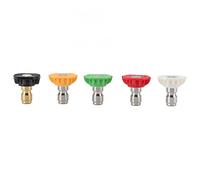 Aramox 5PCS Pressure Washer Nozzle Kit Brass 304 Stainless Steel Power Pressure Washer Nozzle Tips 0 15 25 40 64 Degree Fan Spray for Car Parts Cleaning and Rinse Use (055)