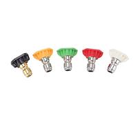 Aramox 5PCS Pressure Washer Nozzle Kit Brass 304 Stainless Steel Power Pressure Washer Nozzle Tips 0 15 25 40 64 Degree Fan Spray for Car Parts Cleaning and Rinse Use (020)