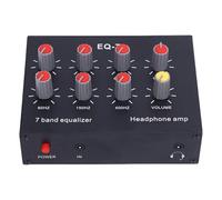 Aramox 7 Band Sound Equalizer Aluminum Alloy 2 Channel Digital EQ Headset Amplifier DC 5V to 12V 3.5mm Plug with 12dB Adjustment for Car Audio Home Stereo Users
