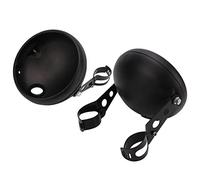 Aramox 7in Universal Motorcycle Headlight Housing,Front Light Metal Bucket Bracket Mount for LED Headlamp 38-51mm Fork Tubes