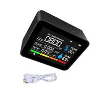 Aramox 8 in 1 Quality with Real Time Data, Indoor Detector for CO2, HCHO, TVOC, PM2.5, Temperature and Humidity Tracking for Home and (Black 2CO8T)