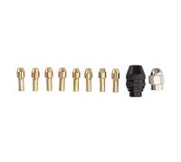 Aramox 8 Sizes Brass 4485 Collet, Copper Drill Chuck Collet Set with 2 Nut 8 Brass Collet, Keyless Chucks, for Flex Shaft or Tools