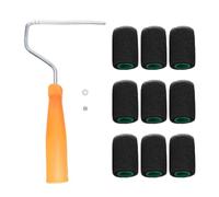 Aramox 9 Pcs Paint Roller Covers with 1 Frames and 9Pcs 4 Inch Paint Rollers, Elastic Roll On Bed Liner Kit for Wall, Truck, Box, Ship