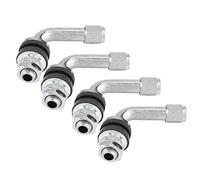 Aramox 90 Degree Angled Tyre Valve Stems, 4Pc Set Aluminium Alloy Black, for Car & Motorcycle Wheels, Easy Air Inflation
