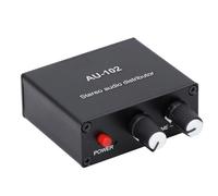 Aramox Active Sound Distributor Aluminum Alloy Headphone Amplifier with NJM4556A Op Amp 2 Way 3.5mm Input Output DC5V 3.5dB Gain for Headphones Audio Split Use