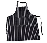 Aramox Adjustable Kitchen Apron with Dual Pockets for Chefs Bakers Baristas and Bartenders Striped Design (Black White Stripe)