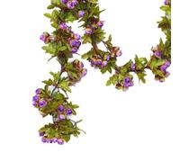 Aramox Artificial Roses Foliage Garland, Silk Artificial Flower Vine, Realistic Leaf and Branch Detail Easy to Clean 50 G Suspended Ceiling Decoration for Wedding Home Plant Wall (Purple)