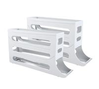 Aramox Auto Rolling Egg Dispenser Automatic Rolling Holder Organizer 2 Pack 4 Tier Space Saving Refrigerator Container Holds 60 Eggs with Non Slip Feet for Kitchen Fridge (Gray)