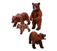 Aramox Bear Figurines Set, PVC Animal Figurines 4 Piece Grizzly Brown Black Bear with Different Poses, for Home Office Display Collection Science Education (4 Set)