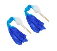 Aramox Belly Dance Fan, Artificial Silk Bamboo Dancing Fan 1.5m, 2 Pcs Tricolor White Cyan Blue Lightweight Stage Prop for Square Dance Belly Yangko Practice Adults