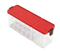 Aramox Cable Organizer Box Clear Plastic Storage Case with Lid 13.19 X 4.21 X 3.54 in Multiple Compartments for Desk Drawer Charger Cord Headphone USB Drive Storage (Red)