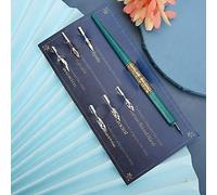 Aramox Calligraphy Dip Pen Writing Set with 6 Replaceable Nibs, Professional Resin Wood Handcrafted Pen for English Calligraphy Practice Beginners Artists Gift (Blue)