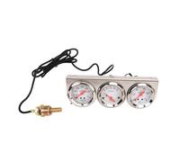 Aramox Car Triple Gauge Kit, White Dial, Chrome Panel, 2in, 12V, Oil Pressure, Fahrenheit Water Temp, Voltmeter for Most 12V Vehicles